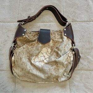 Brown and Cream Women's Bag